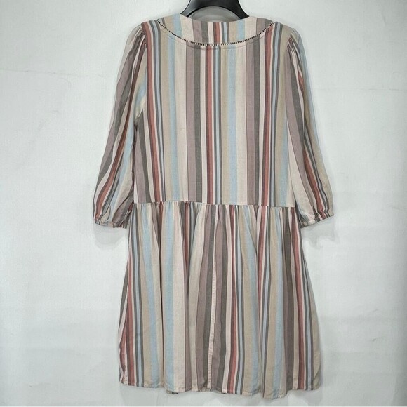KNOX ROSE Womens XS Boho Flowy Stripe Shift Dress Mulitcolor Linen Blend - Picture 8 of 16